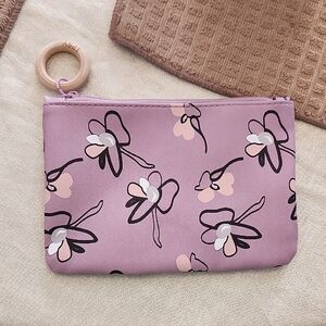 Ipsy Mauve Floral Cosmetic Bag